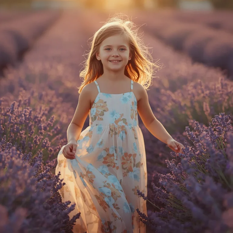 Cute Girl in Floral Print Chiffon Maxi Dress | Bright Cheerful Portrait