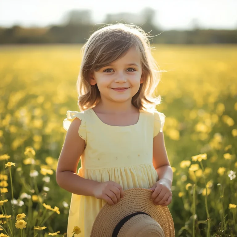 Cute Girl in Yellow Cotton Summer Dress | Sweet Innocent Portrait