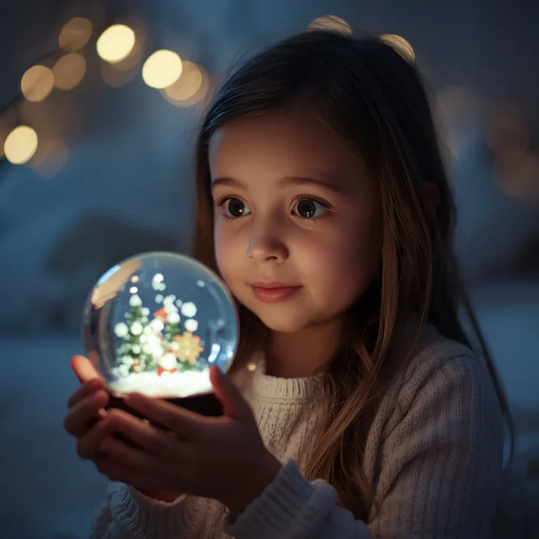 Cute Girl’s Innocent Gaze at a Magical Snow Globe | Prompt For Girl