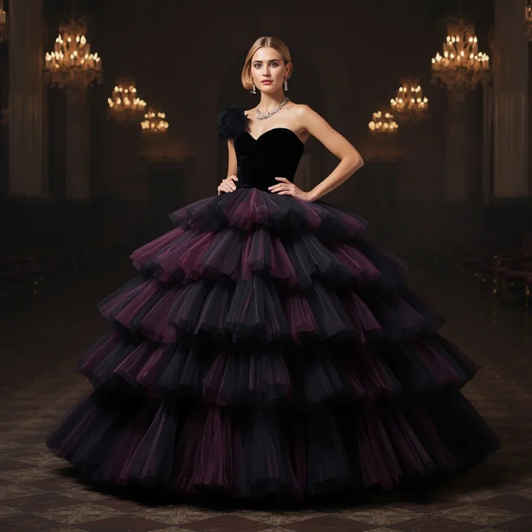 Dramatic Tiered Tulle Ball Gown: Fairytale Grandeur | New instagram trend prompt for girl and boy copy and paste