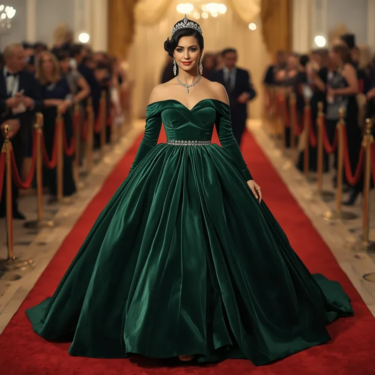 Hollywood Legend in a Classic Green Velvet Ball Gown | cinematic ai prompt