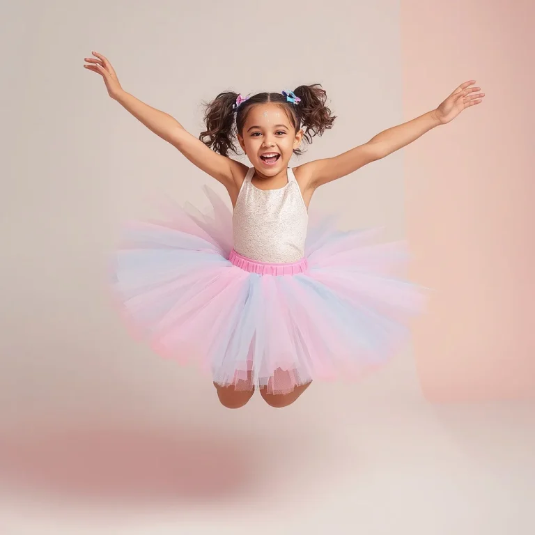 Joyful Girl in a Pastel Tutu Skirt and Top for a Playful Scene | New Girl Prompt