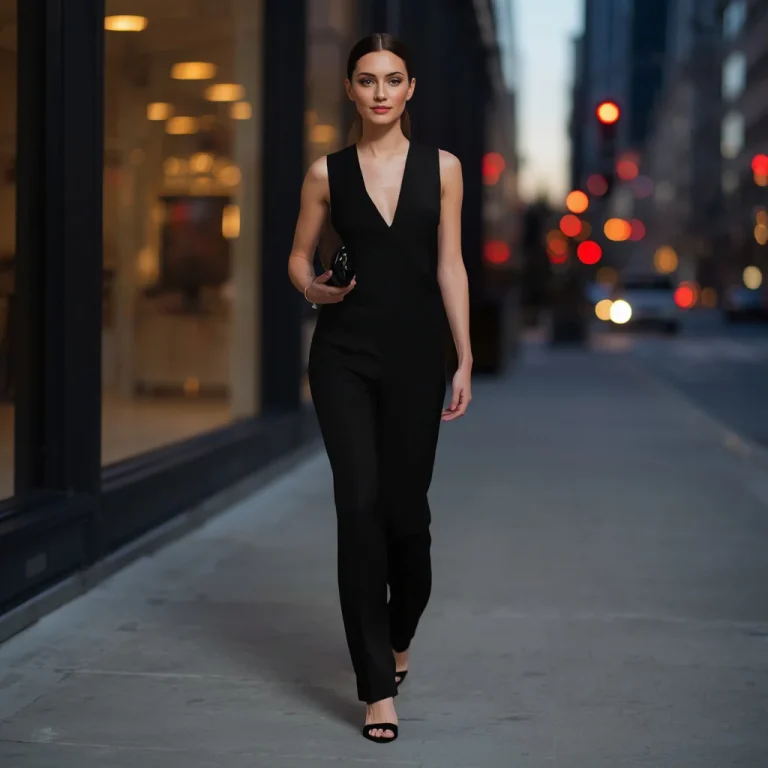 Modern Tailored Jumpsuit for an Urban Chic Evening | Aesthetic Prompt