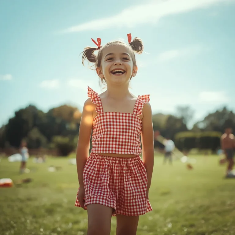 Playful Gingham Check Crop Top and Shorts for a Summer Picnic | prompt for traditional look for girl chatgpt