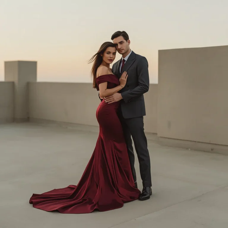 Romantic Rooftop Couple in High Fashion Editorial Style | Couple Romantic Prompt